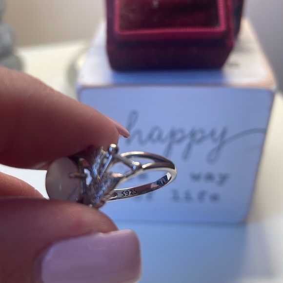 Genuine Natural Imported Moonstone .925 Sterling Silver Ring - Picture 5 of 6
